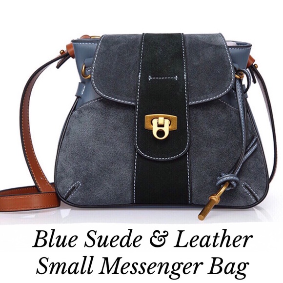 Small Luxury Suede & Leather Messenger Bag - Picture 1 of 8